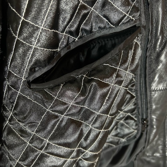 Knoles & Carter Italian lamp skin leather bomber jacket removable inner liner - Picture 12 of 15